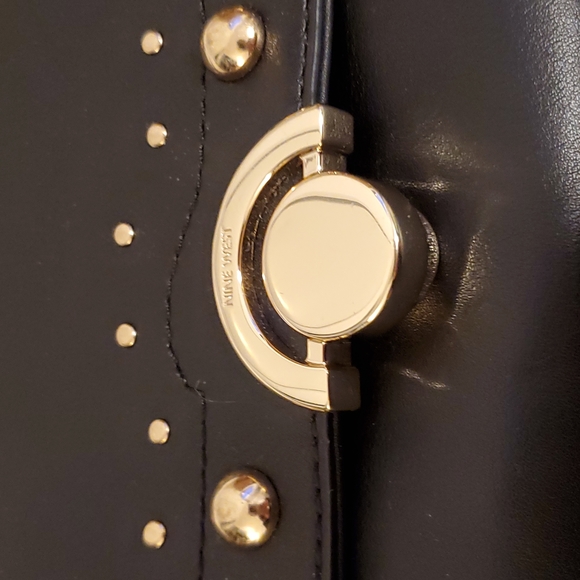 NWOT Nine West Black Bag with Gold Accents - Picture 4 of 13